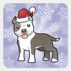 Weihnachten Pitbull/amerikanisches Staffordshire Quadratischer Aufkleber
