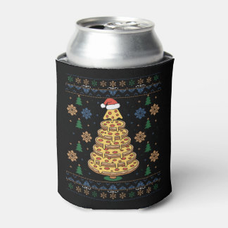 Weihnachten-Pizza-Baum-Santa-Hut-hässlicher-Schwes Dosenkühler