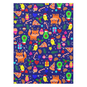 Weihnachten Pizza Cick Vogel Avocado Blau Tischdecke