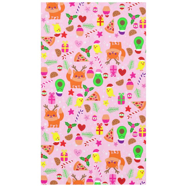 Weihnachten Pizza Cick Vogel Avocado Rosa Tischdecke (Vorderseite)