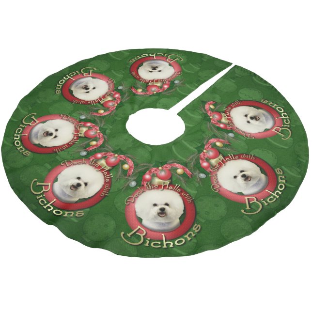 Weihnachten - Plattform die Hallen - Bichons Polyester Weihnachtsbaumdecke (Schrägansicht)