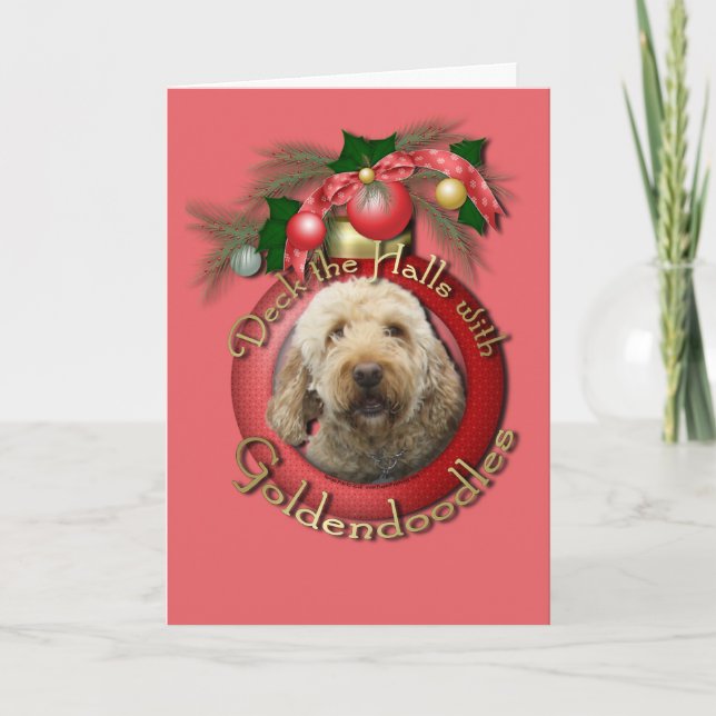 Weihnachten - Plattform die Hallen - Goldendoodles (Vorderseite)