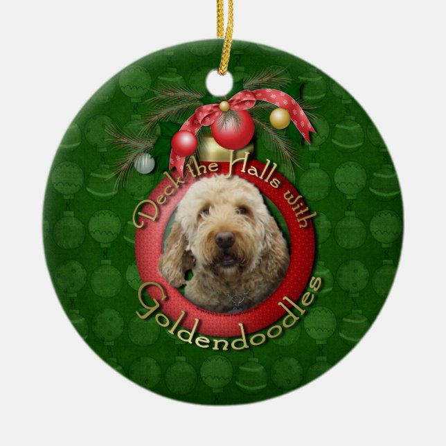 Weihnachten - Plattform die Hallen - Goldendoodles Keramik Ornament (Vorne)