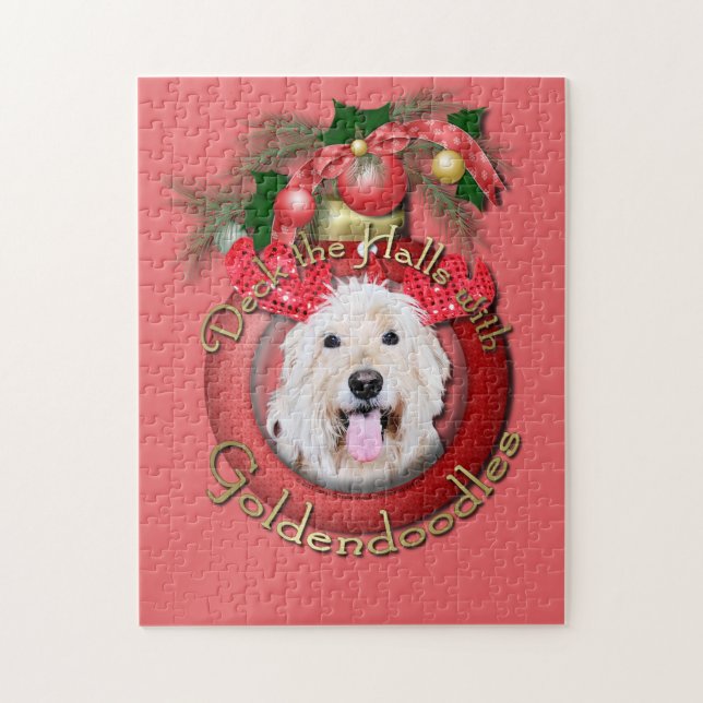 Weihnachten - Plattform die Hallen - GoldenDoodles Puzzle (Vertikal)