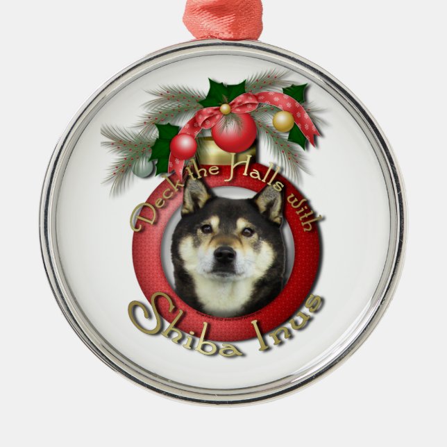 Weihnachten - Plattform die Hallen - Shiba Inus - Silbernes Ornament (Vorne)
