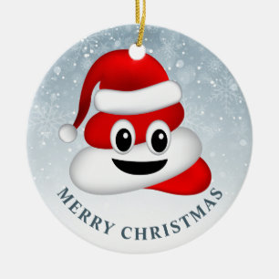 Weihnachten poemoji mit Weihnachtsmannmütze Keramik Ornament