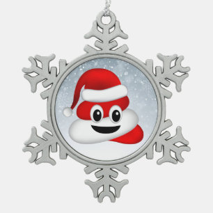 Weihnachten poemoji mit Weihnachtsmannmütze Schneeflocken Zinn-Ornament