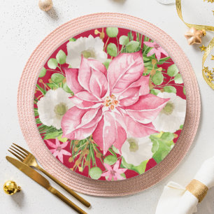 Weihnachten Poinsettia Blumenurlaub Pappteller