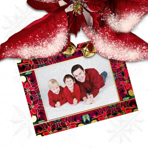 Weihnachten Poinsettia Foliday Post Card Folien Feiertagspostkarte