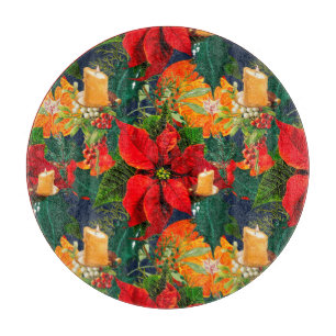 Weihnachten, Poinsettia, Kerzen, Feste,  Schneidebrett