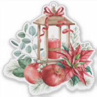 Weihnachten-Poinsettia, Lattern, Äpfel Bouquet
