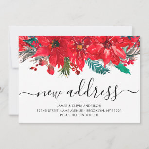 Weihnachten Poinsettia New Address Holiday Moving Ankündigung