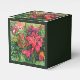 Weihnachten Poinsettia Original Aquarellmalerei Geschenkschachtel