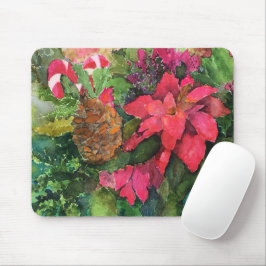Weihnachten Poinsettia Original Aquarellmalerei Mousepad