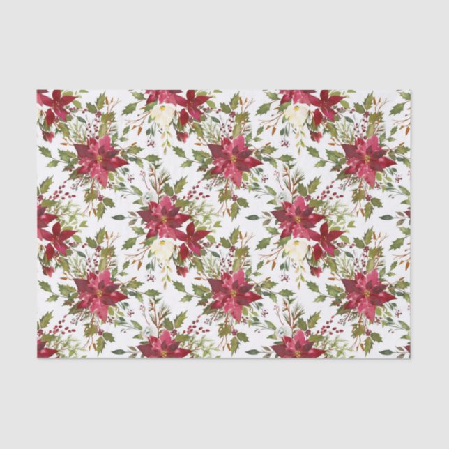 Weihnachten Poinsettia Rote Elegante Seidenpapier (Vorderseite)