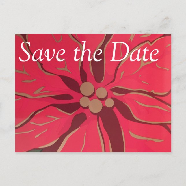 Weihnachten - Poinsettia - Save the Date Postkarte (Vorderseite)
