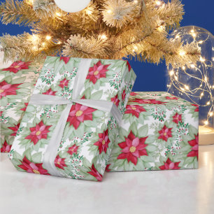 Weihnachten Poinsettia Wasserfarbe Handgemalt Geschenkpapier