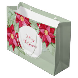 Weihnachten Poinsettia Wasserfarbe Handgemalt Große Geschenktüte