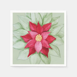 Weihnachten Poinsettia Wasserfarbe Handgemalt Serviette