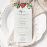 Weihnachten Poinsettia Winter Greenerity Wedding Menükarte<br><div class="desc">Schöne Hochzeitsmenükarten mit handgemalten botanischen Aquarellbildern von Poinsettia Blume,  Wintergärten,  Kiefer- und Fichtenzweigen und Heiligbeeren. Ideal für Weihnachtsfeiern.</div>