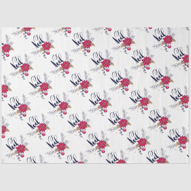 Weihnachten Poinsettias Seidenpapier (Vorderseite)