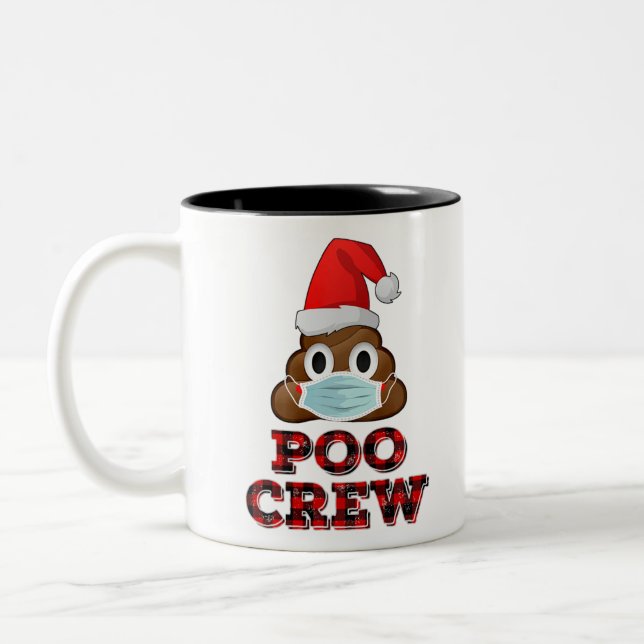 Weihnachten Poo Crew Shirt Face Maske Gekackt Emoj Zweifarbige Tasse (Links)