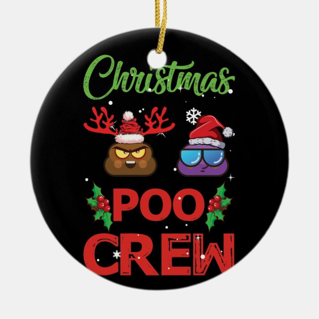 Weihnachten Poo Crew Weihnachten Kackte Emoji Keramik Ornament (Vorne)