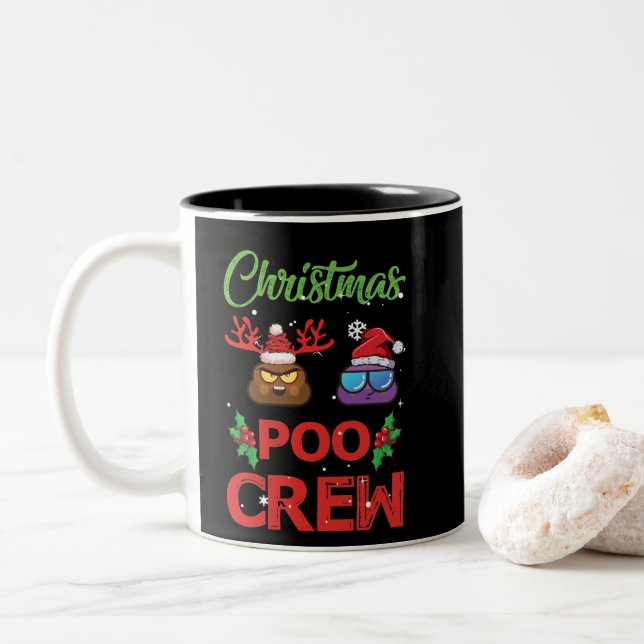 Weihnachten Poo Crew Weihnachten Kackte Emoji Zweifarbige Tasse (Mit Donut)