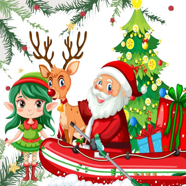 Weihnachten Poster (Celebrate Christmas with Santa's Claus his Elf and Reindeer, Holiday Poster!)