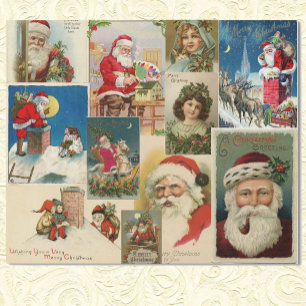 Weihnachten Postkarten Santa Claus Girl Geschenkpapier