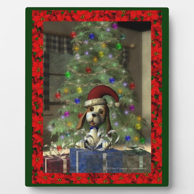 Weihnachten Puppy Plaque Fotoplatte (Vorderseite)