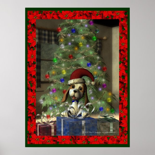 Weihnachten Puppy Print Poster (Vorne)