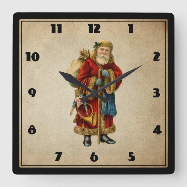 Weihnachten Quadratische Wanduhr (Vorderseite)