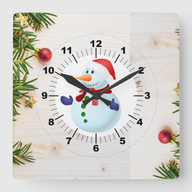 Weihnachten Quadratische Wanduhr (Vorderseite)