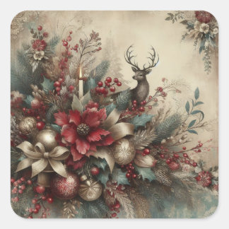 Weihnachten Quadratischer Aufkleber