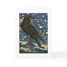 Weihnachten-Rabe in der Schnee-Karte