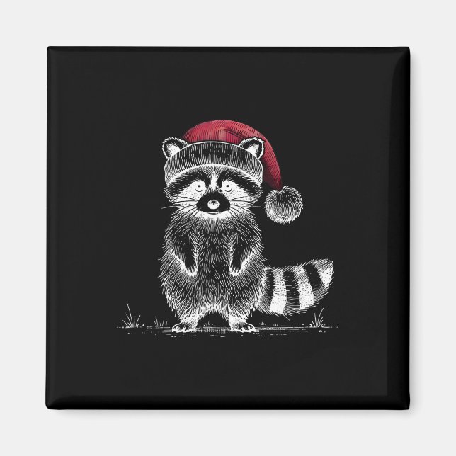 Weihnachten Raccoon Weihnachtsmannmütze Müll Panda Magnet (Vorne)
