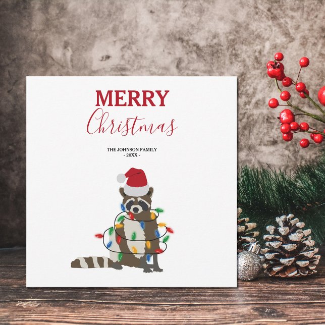 Weihnachten Raccoon Weihnachtsmannmütze Weihnachte (Von Creator hochgeladen)