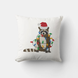 Weihnachten Raccoon Weihnachtsmannmütze Weihnachte Kissen