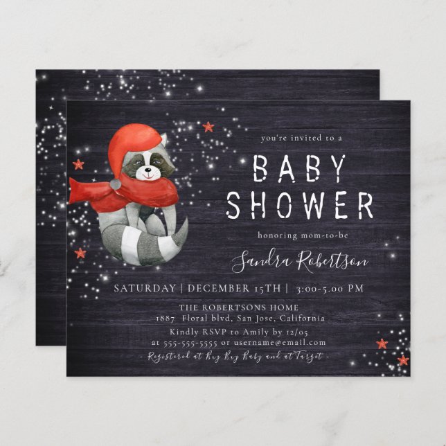 Weihnachten Raccoon Wood Glitzer Kinderdusche (Vorne/Hinten)