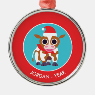 Weihnachten Reba die Kuh Silbernes Ornament