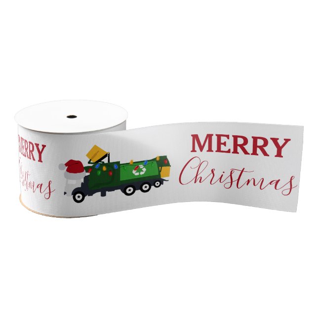 Weihnachten Recycelnd Müllwagen Ripsband (Spule)