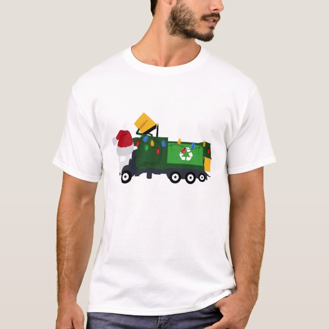 Weihnachten Recycelnd Müllwagen T-Shirt (Vorderseite)