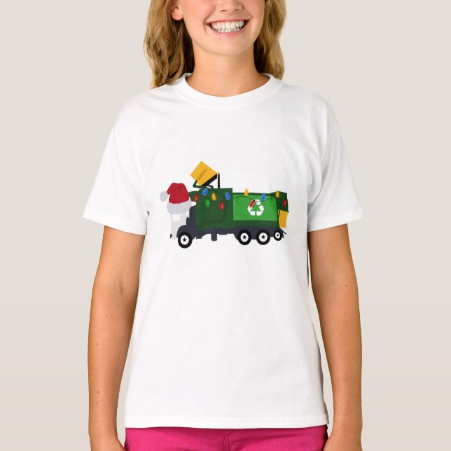 Weihnachten Recycelnd Müllwagen T-Shirt (Vorderseite)
