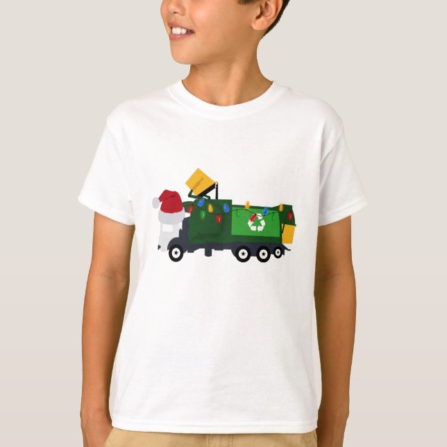 Weihnachten Recycelnd Müllwagen T-Shirt (Vorderseite)