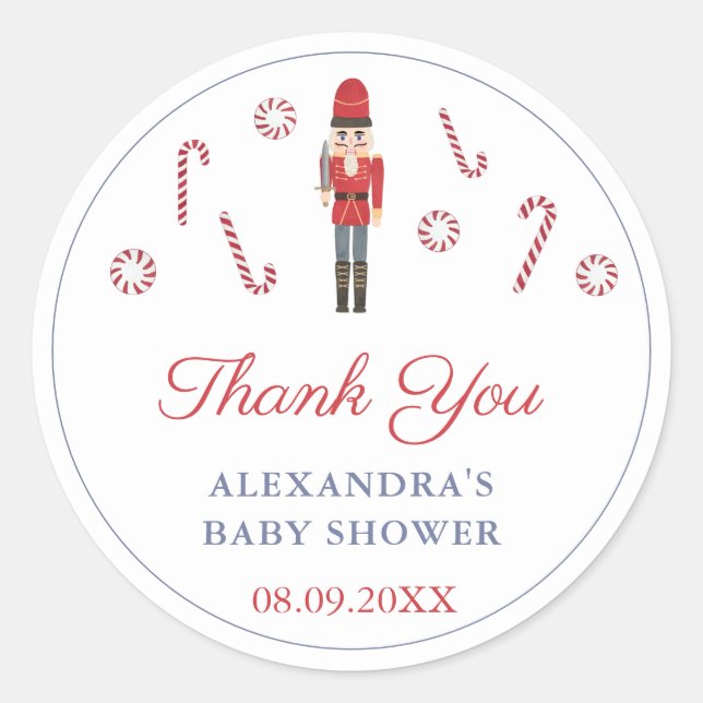 Weihnachten Red Nutcracker Candy Canes Gefallen Runder Aufkleber (Vorderseite)