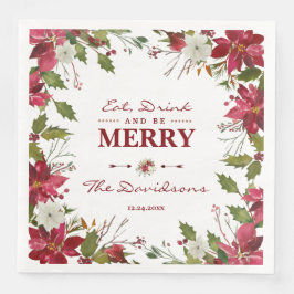 Weihnachten Red Poinsettia Essen Drink und seien S Serviette