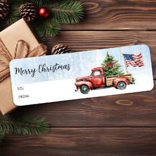 Weihnachten Red Truck Patriotic Flag Geschenk