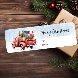 Weihnachten Red Truck Patriotic Flag Geschenk