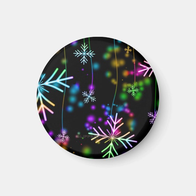 Weihnachten Regenbogenfarbene Schneeflocken Slipp Magnet (Vorne)